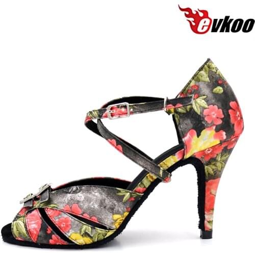 Evkoodance Shoes Woman Flower Pattern Special Design 8.5cm High Heel Women Dancing Latin Shoes For Women Evkoo-005