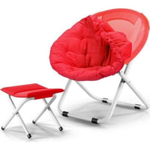 80*76*52cm Comfortable Folding lounger sofa chair breathable Moon chair with stool