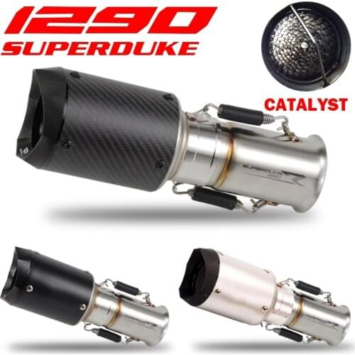 For KTM 1290 SuperDuke R 2017 2018 Motorcycle Exhaust Muffler Middle Link Pipe with Carbon Fiber Escape Ctalyst DB Killer Laser