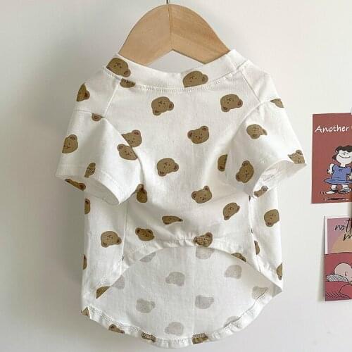 Cute Bear Print Dog Clothes for Small Medium Dogs Kawaii Korea Style Dog Tshirt Chihuahua Vest Small Puppy Costume Pets Clothing