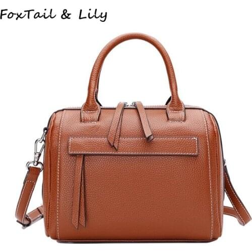 FoxTail & Lily Ladies Real Cow Leather Handbags Women Genuine Leather Tote Messenger Bags High Quality Designer Luxury Brand Bag
