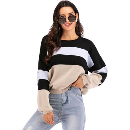 Woman Pull Sweaters N-neck Autumn Black White Pullovers Sweter Femme Sweater Women Mujer Suéteres Streetwear Dropshipping Winter