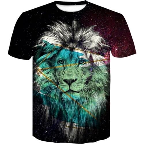 2021 Summer off white Men T Shirt 3D Animal Print T-shirt lion T-shirt Casual Funny Design T-shirt Personalized Daily t shirt