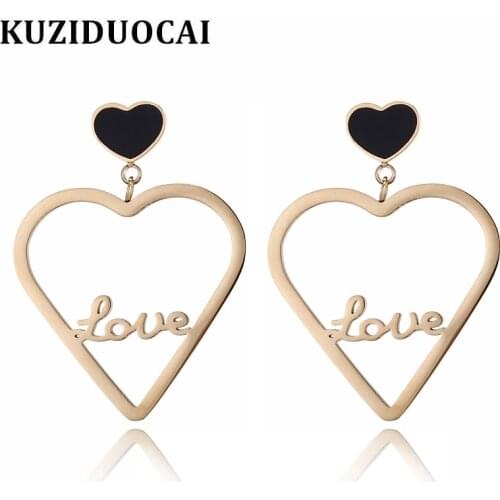 316L Stainless Steel New Fashion Upscale Luxurious Elegant Dinner Jewelry Sweet Romantic Love Heart Drop Earrings For Women Gift