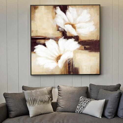 Abstract Flowers Canvas Paintings On The Wall Art Canvas Modern White Flowers Posters And Prints Pictures Cuadros Home Decor