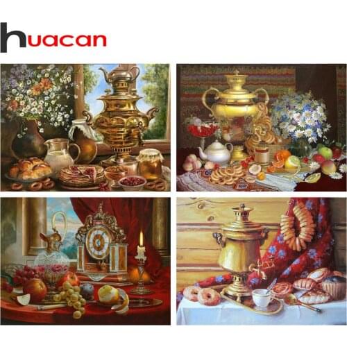 Huacan 5D Diamond Painting New Square Rhinestones Food Diamond Mosaic Embroidery Landscape Beaded Pictures Home Decoration
