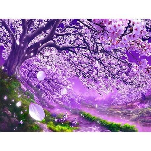 Diamond Embroidery Sakura Trees Full Diamond Painting Cross Stitch Kits 5D Diamond Mosaic DIY Home Decor Art