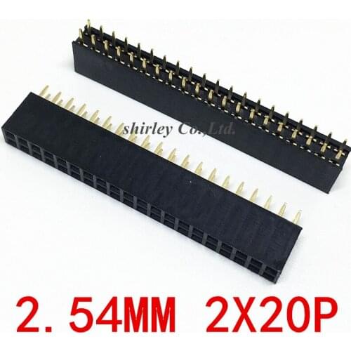 Free shipping 10pcs 40P 2*20pin Female Double Row Straight 40Pin Pitch 2.54mm 2X20P Needle Header Strip Socket Connector