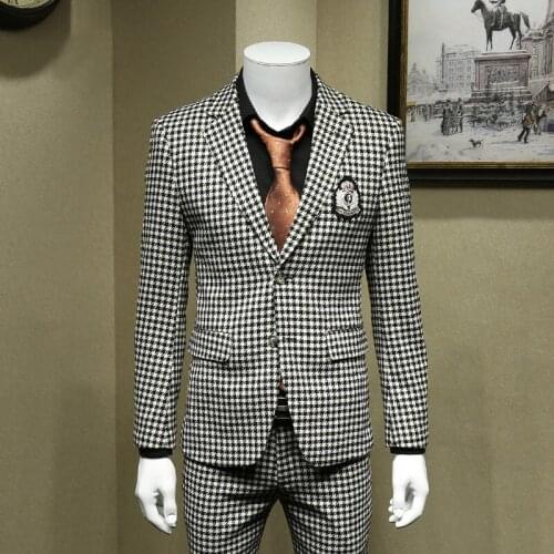 Mens dress blazer formal business slim fit fashion streetwear black white plaid suit blazers wedding groom wear father day gift