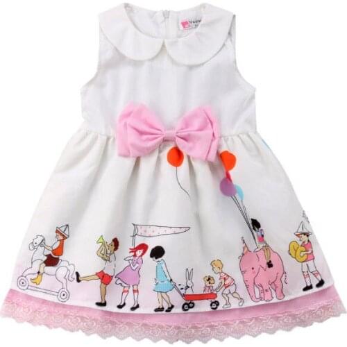 0-5T Toddler Kids Baby Girls Clothes Party Pageant Princess Dress Lace Bowknot cartoon Vestidos Summer meisjes kleding