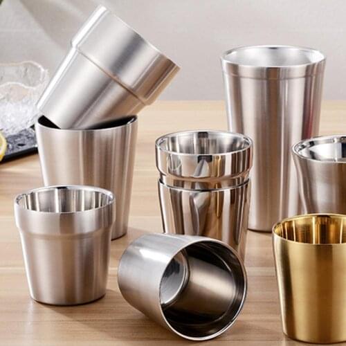 175/260/300/480ml Double Layer Stainless Steel Beer Cup Bar Party Coffee Mug Kitchen Drinkware Milk Water Cup