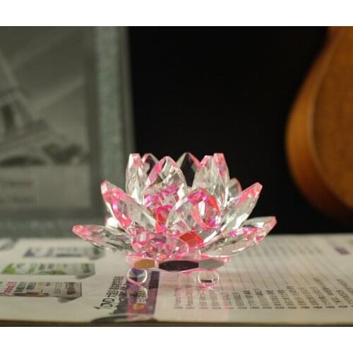 Fengshui K9 Crystal Lotus Flower Paperweight for Wedding Favor Home Decoration Holiday Gifts