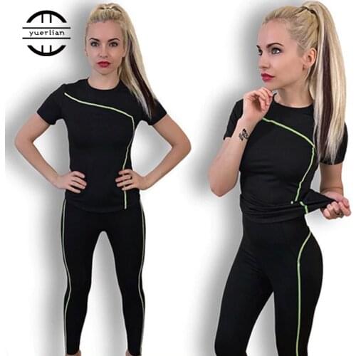 Quickly Dry Women 2 Piece Set bubble butt high waist legging yoga shirt Outdoor Sportswear Fitness suit Sport outfit for woman