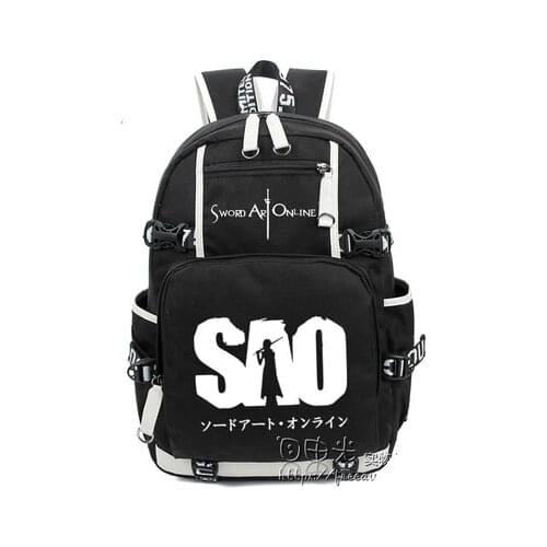 Hot Anime Sword Art Online Backpack Cosplay sao Luminous Canvas Bag Schoolbag Travel Bags