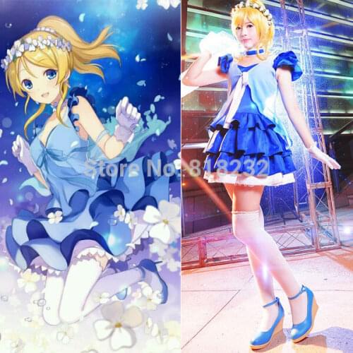 Love Live Yume no Tobira Dreams Gate Eli Ayase Chiffon Tee Dress Uniform Anime Cosplay Costumes
