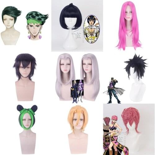 Cosplay Wig JOJOs Bizarre Adventure Leone Abbacchio Moody Blues Wig JOJO Golden Wind Head Costume Halloween Party Wigs