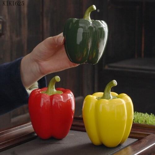 Creative Green Pepper Ceramic Tea Caddy Desktop Decoration Abstract Pepper Sealed Storage Jar Small Object Jewelry Storage Box
