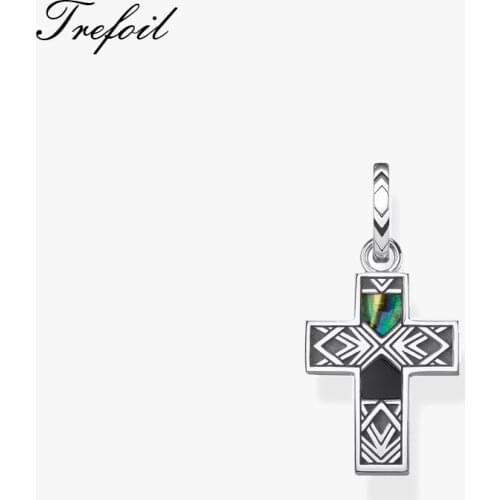 Pendant Cross 925 Sterling Silver fit Necklace 2021 Summer New Fine Jewelry Vintage Europe Bijoux Ethnic Gift For Women Men