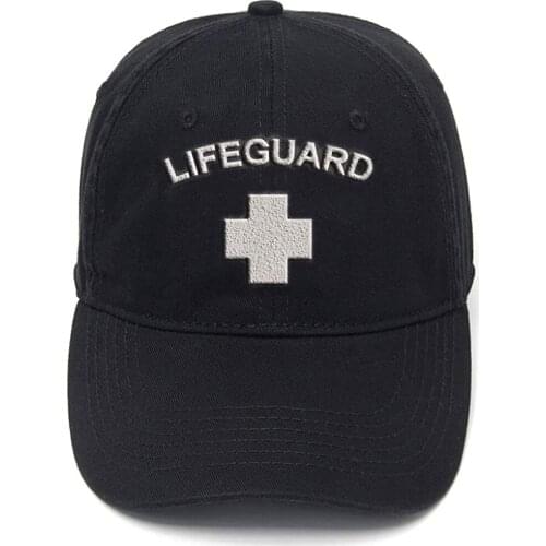 Lyprerazy Lifeguard Washed Cotton Adjustable Men Women Unisex Hip Hop Cool Flock Printing Baseball Cap