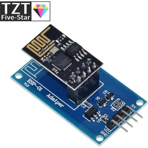 TZT ESP8266 ESP-01 Serial WiFi Wireless Adapter Module 3.3V 5V Esp01 Breakout PCB Adapters Compatible For Arduino