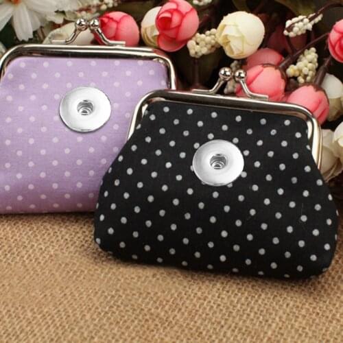 New 6 Colors 18MM Snap button jewelry dot Spot Coin Purses Small Wallets Pouch Kids Girl Womens Money-Bags For Gift QB818