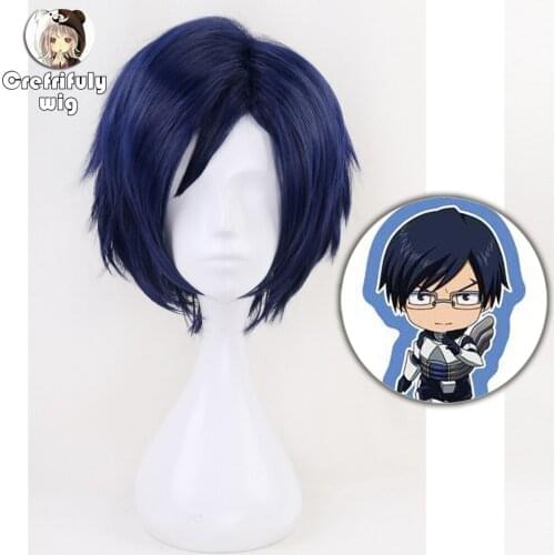 New Anime Boku no Hero Academia Tenya Iida Wig Cosplay Costume My Hero Academia Short Hair Halloween Party Wigs + Free Wig Cap