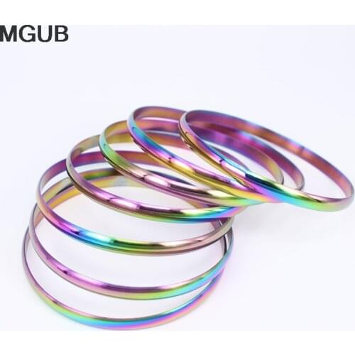 2020 New Wholesale Multicolor 6mm wide 70cm diameter stainless steel 7pieces/set combination simple Bangles women jewelry LH815