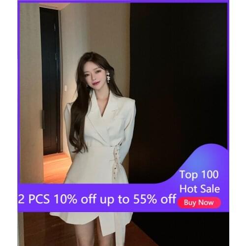 Dress For Women Elegant Classic Summer Midi Two-Piece Lace-up Long Sleeve Suit Waist Dress