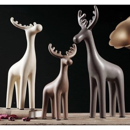 Nordic household ceramic reindeer decoration crafts creative living room accessories modern ceramic decoration three piece set