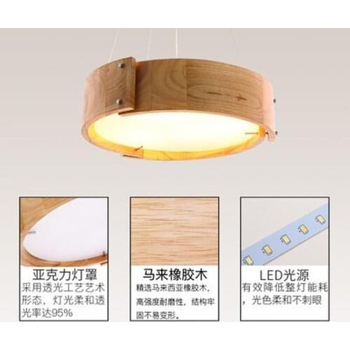 Nordic Wooden LED Pendant Light for Dining Room Restaurant Bedroom Hanglamp Solid Wood Office Kitchen Home Deco Hanging Lamp