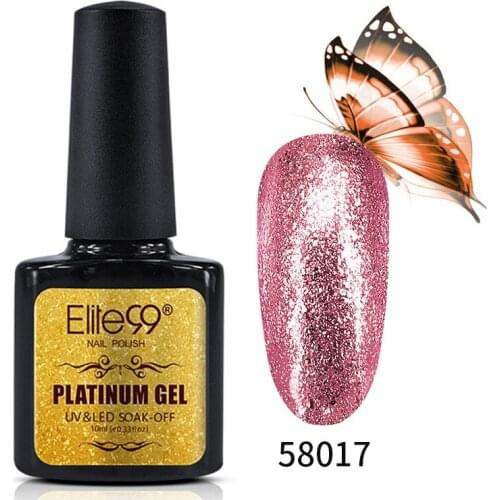 Elite99 10ml Glitter Platinum Gel Nail Polish Super Shining Semi-Permanent UV Varnish Soak Off Nail Gel Primer For Nails Gellak