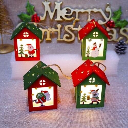 Luminous Christmas House Children Kids Christmas Gift New Year Home Decorations For Christmas Tree Hanging Ornaments