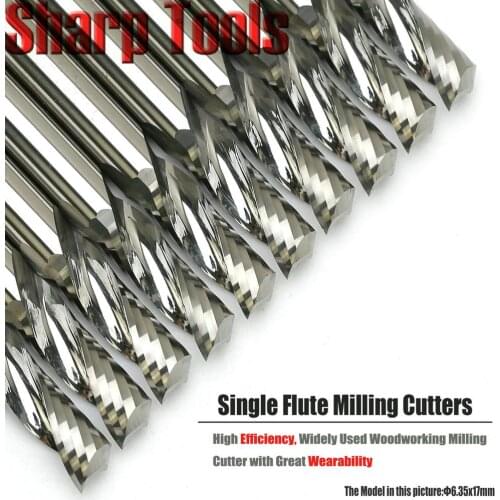 6.35*17MM Single Flute Solid Carbide Milling Cutter CNC Wood Working Tools,Special Cutting Tools for Wood Milling Cutter Machine