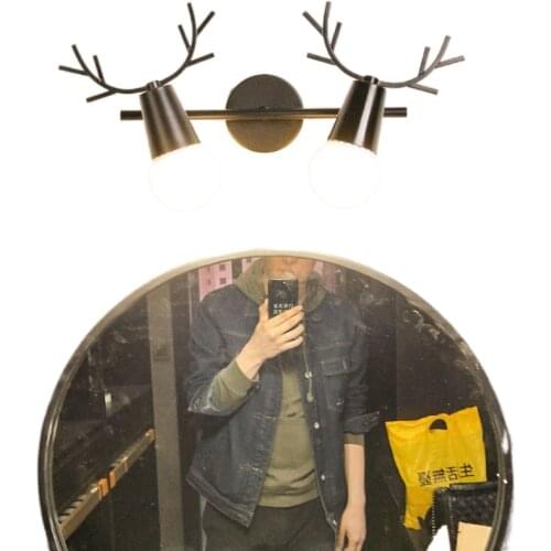 Mirror light Nordic modern minimalist bathroom mirror cabinet bathroom toilet antlers three mirror lamp lights dresser