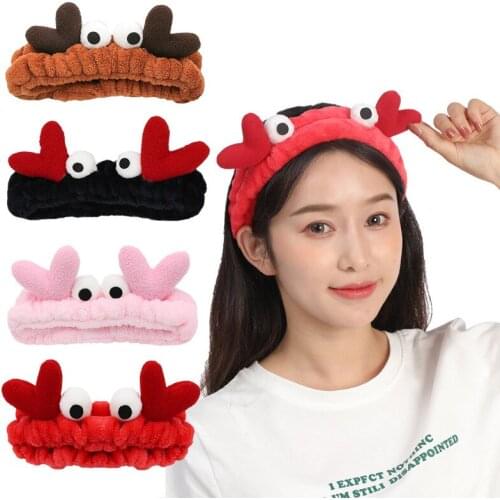 Women Stretchy Coral Fleece Hair Bands for Lady Girls Face Washing Makeup Spa Hair Holder Headdress Cartoon Hair Accessories