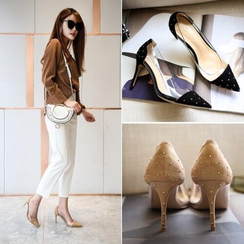 2020 new transparent rhinestone online celebrity high heel fairy wind Joker fashion sexy shoes women