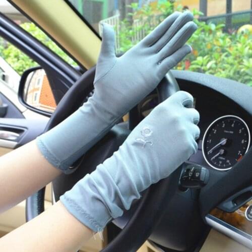 Lady Medium-long Thin Elastic Etiquette Gloves Summer Women Sunscreen Embroidered Gloves Driving Car Accessories