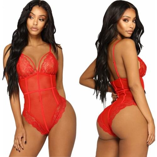 Women Lace Floral Nightwear Sexy Lingerie Bodysuit Underwear G-string Deep V-Neck Sleepwear Female Erotic Sex Summer Costume