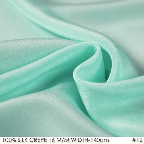 100% SILK CREPE DE CHINE 140cm width 16momme Natural Silk christmas fabrics Turquoise NO 12