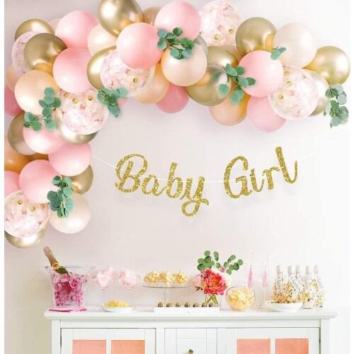 100Pcs Pink Balloon Arch Garland Kit White Pink Gold Confetti Latex Balloons for Baby Shower Girl Birthday Wedding Party Decor