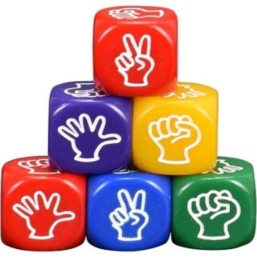 2pcs/set Funny Drinking Game Dice Rock Paper Scissors Finger-guessing Gambling Game Toys 6-Side 20mm