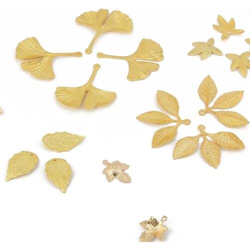 20/10pcs Brass Metal Leaf Charms Connector for DIY Earring Necklace Jewelry Findings Making Craft Jewelry Gift