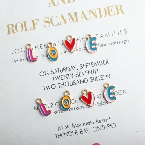 20pcs English Alphabet Love Enamel Charms Drop Oil Alloy Letter Pendants Earrings Handmade Charms DIY Jewelry Accessories