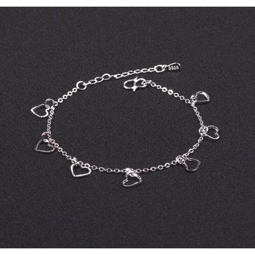 2019 New Fashion Love Heart Pendant Hand Chain Bracelets Ladies 925 Sterling Silver Bracelet Chain For Women&Girl Jewelry Gift