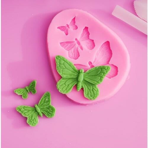 3D Silicone Mold Butterfly Shapes Mould 3 Cavities For Soap Candy Chocolate Ice Cake Moulds Cake Decorating Tools