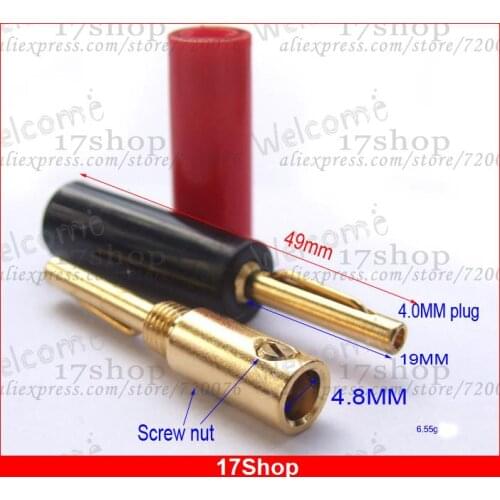 40PCS Gold plating 4MM Banana Plug for 4mm Binding Post Test Probes Screw