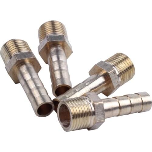 4x Gold 1/8BSP Male Thread Brass Hose Barb Coupler Fitting Connector
