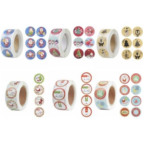 500pcs Christmas Round Seal Label Stickers Thank You Stickers Merry Christmas Cards Gift Package Scrapbooking Noel Navidad decor