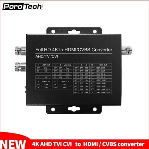 HDC-4K CVBS to HDMI, CVBS to CVBS, AHD to HDMI Converter Adapter Support CVBS Loop Out AHD TVI CVI to Full HD 1080P HDMI