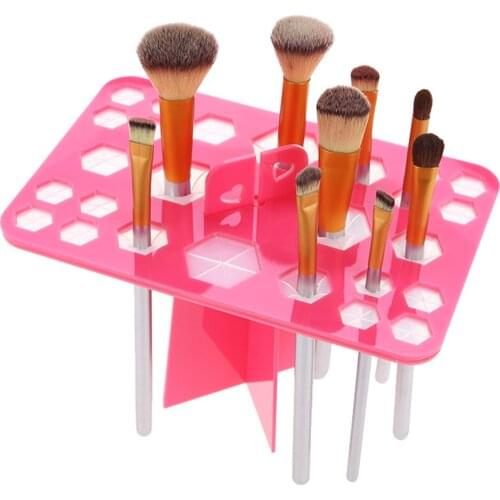 26 Holes Acrylic Makeup Brushes Holder Stand Foldable Organizing Rack Cosmetic Brush Drying Holders